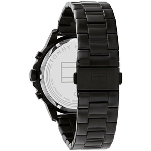 Tommy Hilfiger Henry 1710478 herrklocka med svart stålarmband och svart boett, visad framifrån.