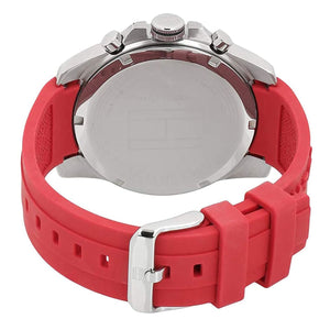 Tommy Hilfiger Decker 1791351 herrklocka med grått silikonarmband och silver boett, visad framifrån.