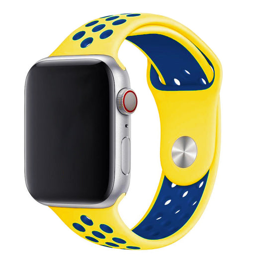 Apple Watch Silikon Ihåligt Rem Sport Band - Gul & Blå Wrist Sweden