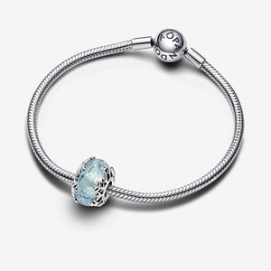 Pandora Winter Blue Snowflake Murano Charm WRIST SWEDEN