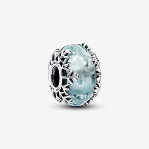 Pandora Winter Blue Snowflake Murano Charm WRIST SWEDEN