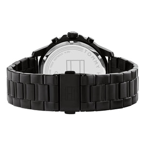 Tommy Hilfiger Henry 1710478 herrklocka med svart stålarmband och svart boett, visad framifrån.