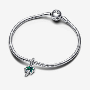 Pandora Opalescent Green Palm Tree Dangle Charm WRIST SWEDEN