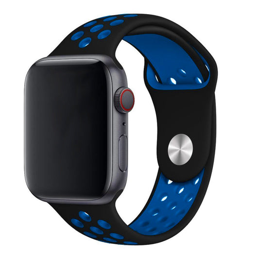 Apple Watch Silikon Ihåligt Rem Sport Band - Svart & Blå Wrist Sweden