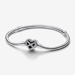 Pandora Moments Sparkling Infinity Heart Clasp Snake Chain Bracelet 17 cm Pandora