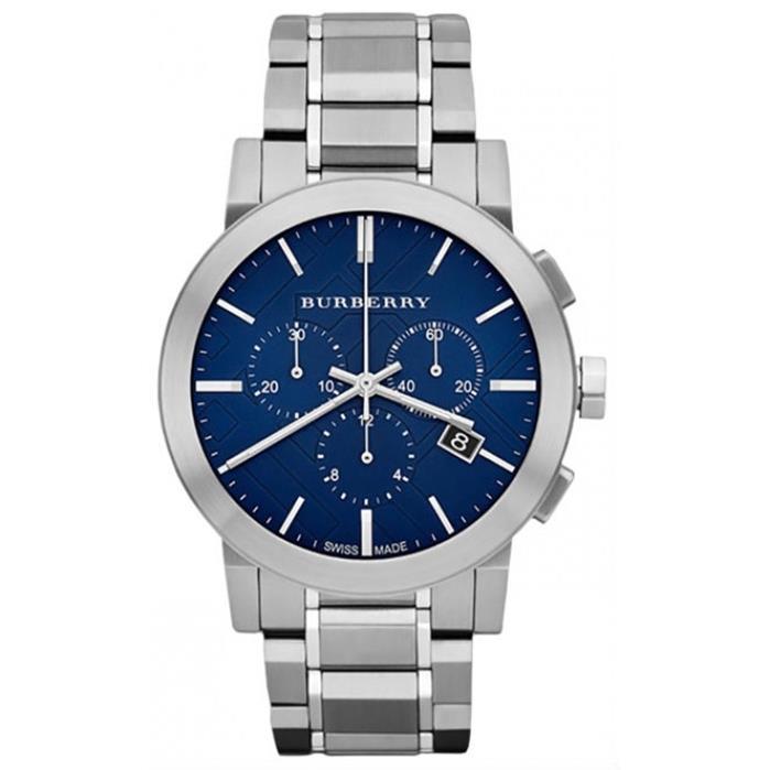 Burberry BU9363 Blue Dial Large Check Stainless Steel Men's Watch Burberry