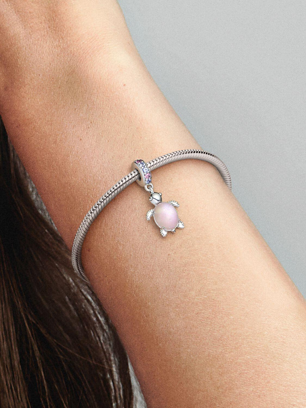 Pandora Rosafarbene Meeresschildkröte Murano-Glas Charm-Anhänger Sterling-Silber WRIST SWEDEN
