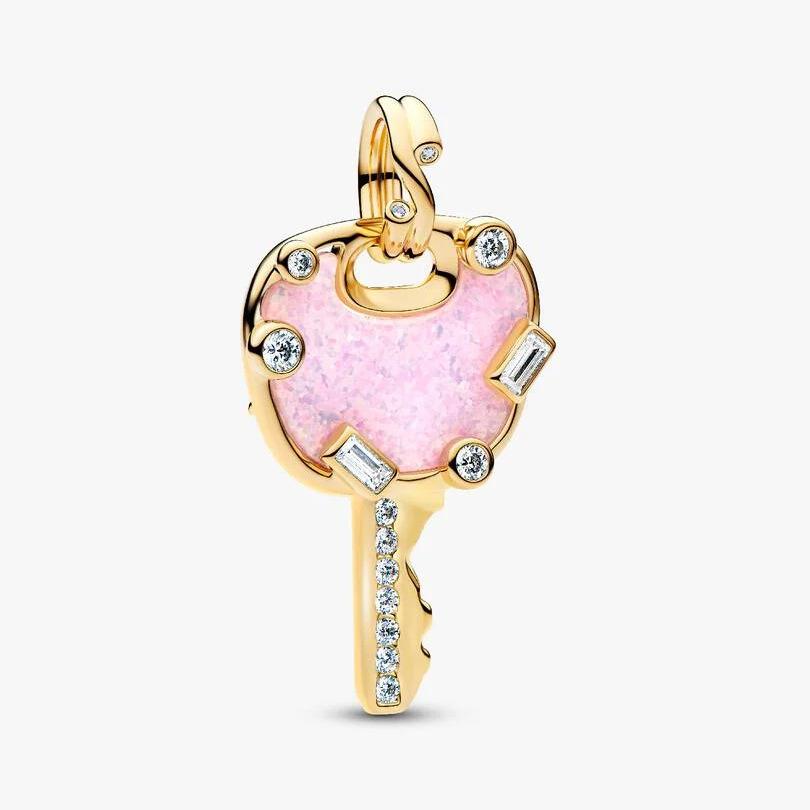 Sparkling Pink Love Key Large Dangle Charm WRIST SWEDEN