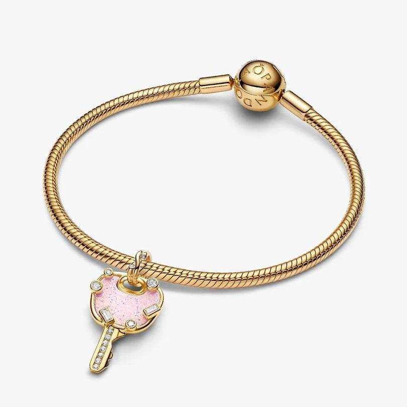 Sparkling Pink Love Key Large Dangle Charm WRIST SWEDEN