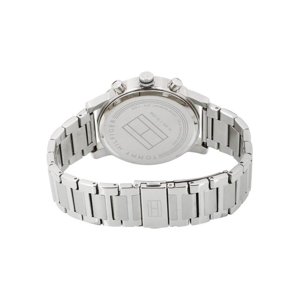 Tommy Hilfiger Kane 1791456 herrklocka med grått stålarmband och grå boett, visad framifrån.