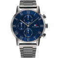 Tommy Hilfiger Kane 1791456 herrklocka med grått stålarmband och grå boett, visad framifrån.