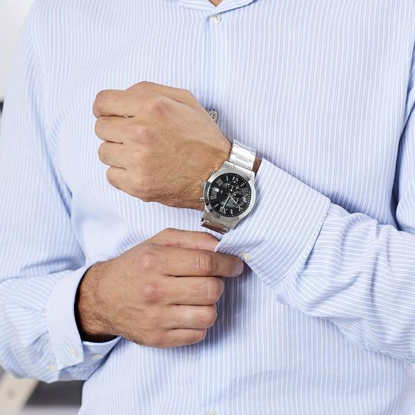 Guess W0668G3 Atlas 44mm Steel Bracelet & Case Quartz Black Dial Men's Watch Guess