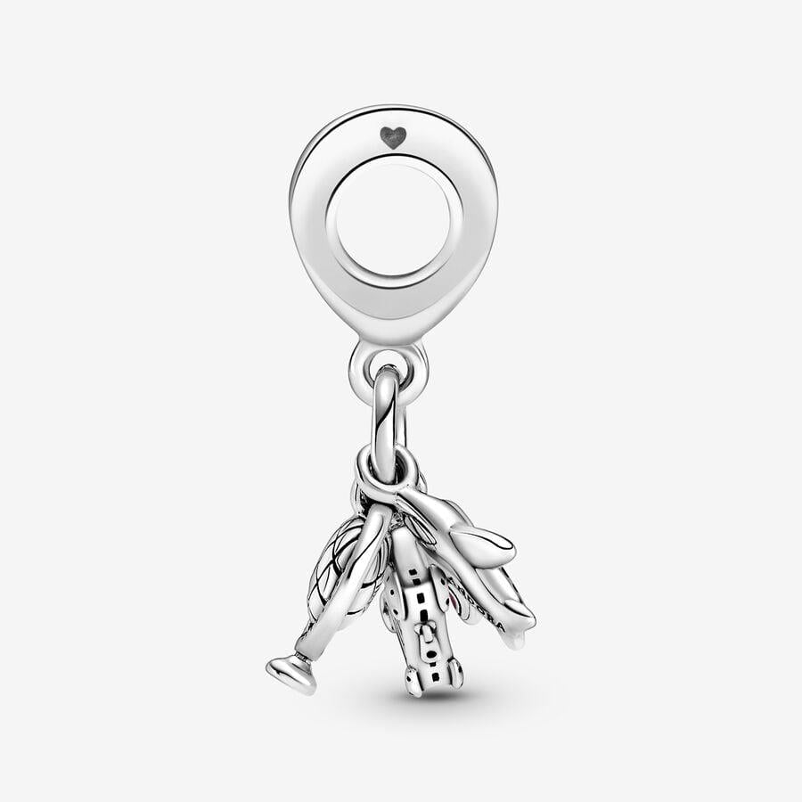 Pandora Airplane, Globe & Suitcase Dangle Charm WRIST SWEDEN