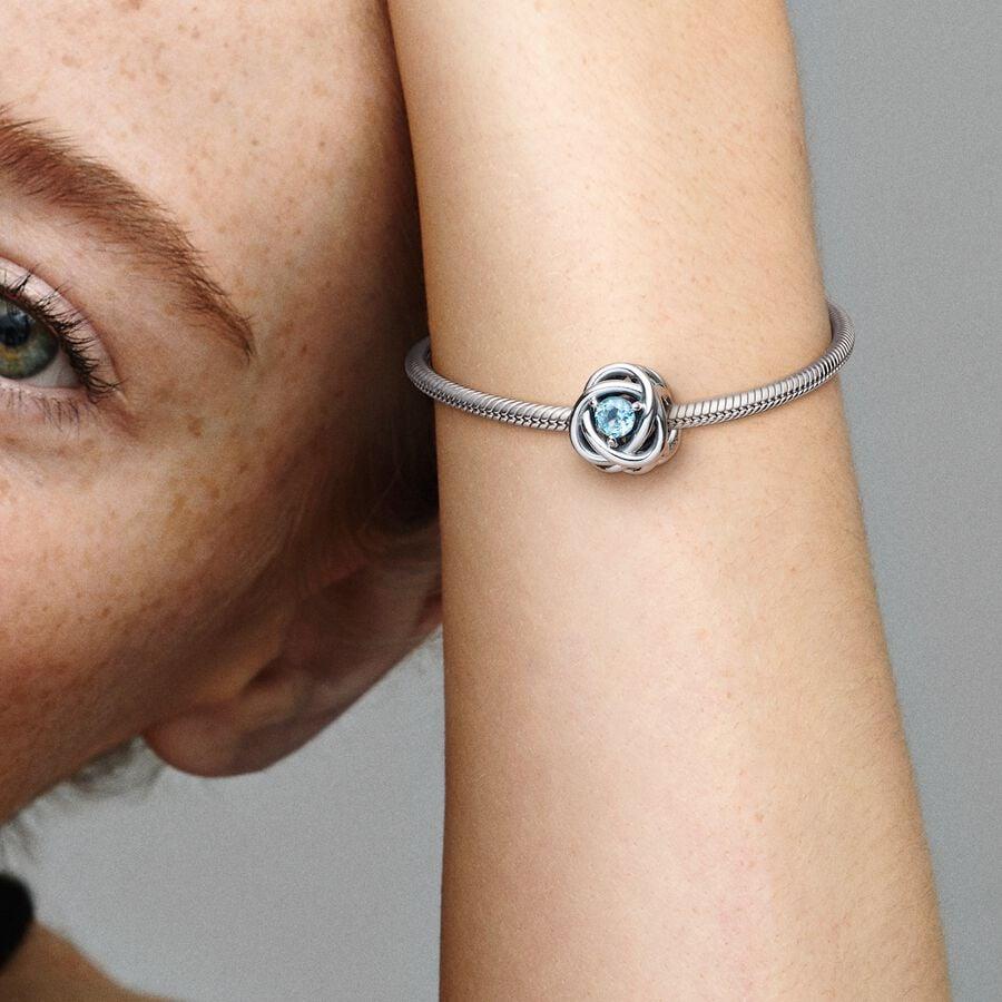 Pandora March Birthstone Eternity Circle Charm WRIST SWEDEN