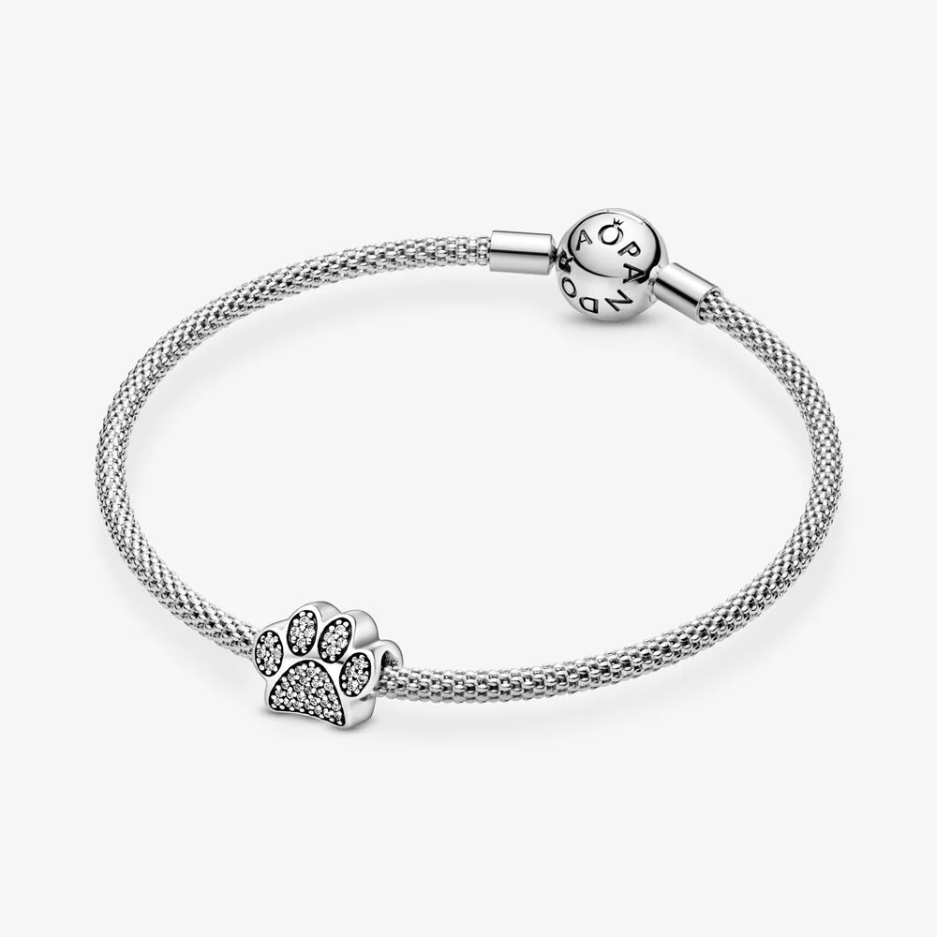 Pandora Paw silver charm with cubic zirconia Pandora