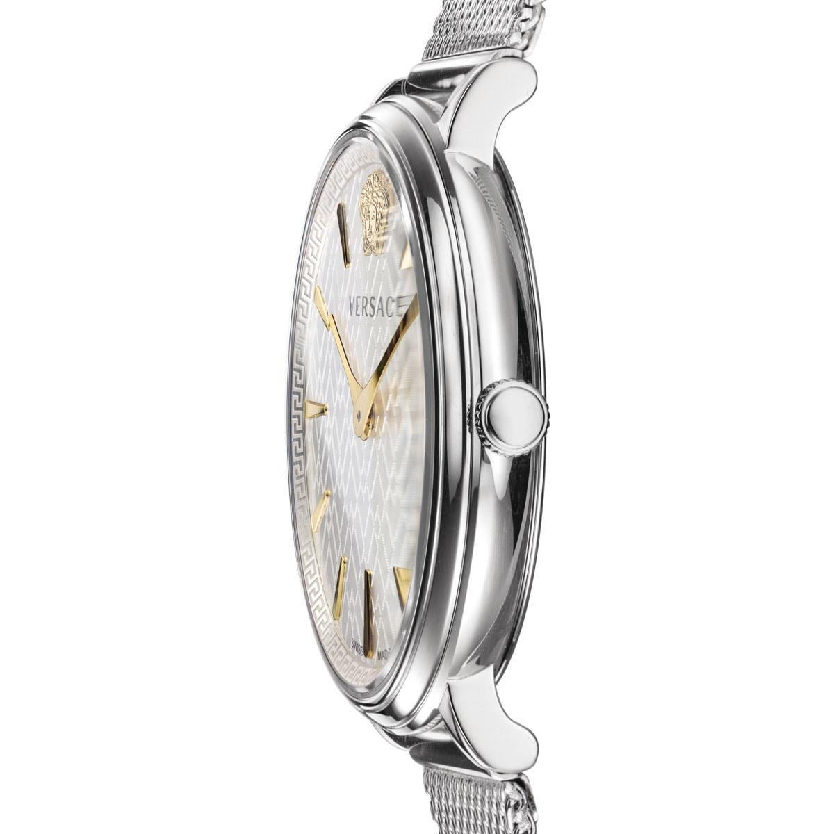 Versace VE8100519 V-Circle Silver Tone 38mm Ladies Watch Versace