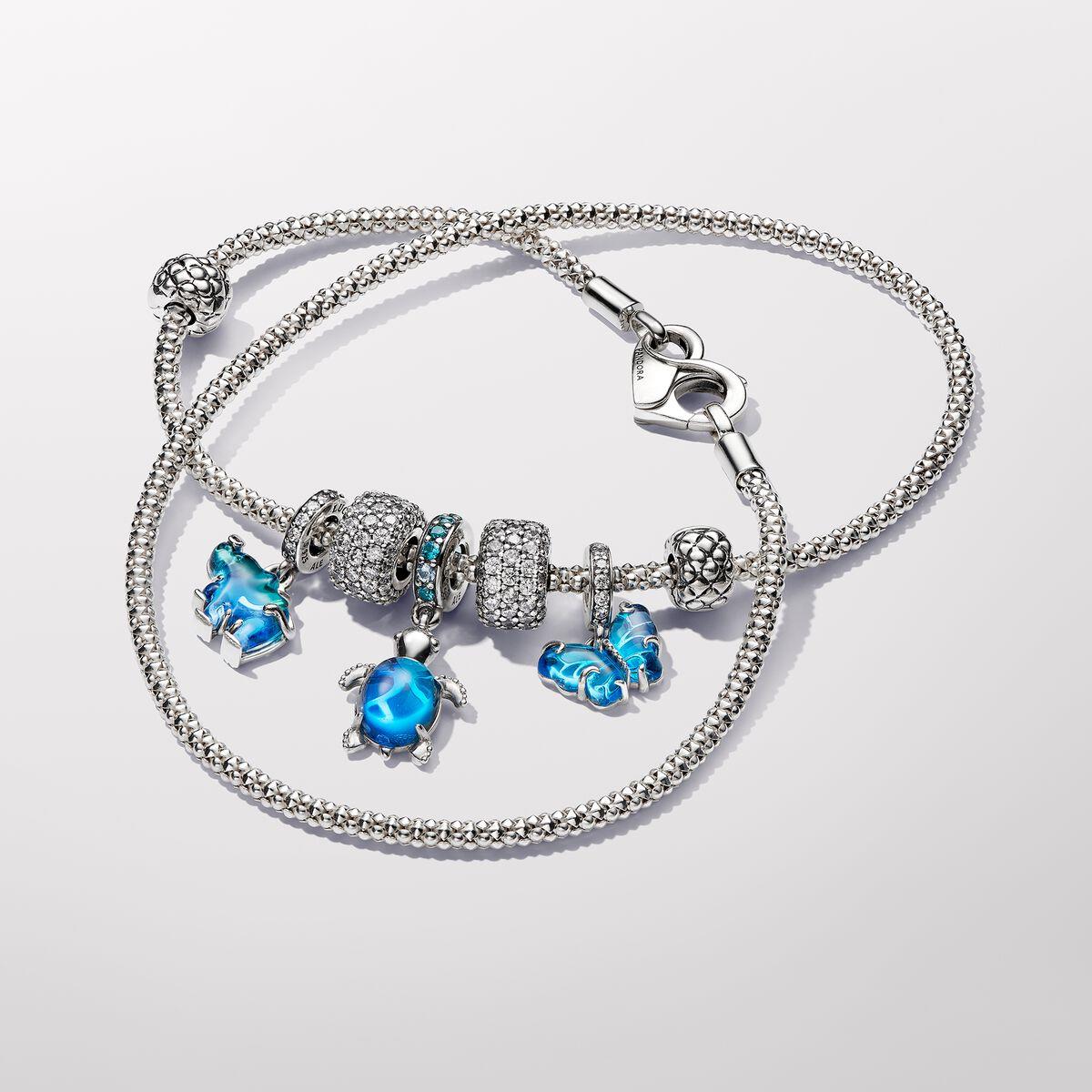 Pandora Blue Murano Glass Elephant Dangle Charm WRIST SWEDEN