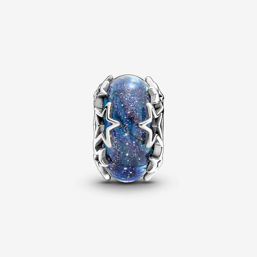 Pandora Galaxy Blue & Star Murano Charm WRIST SWEDEN