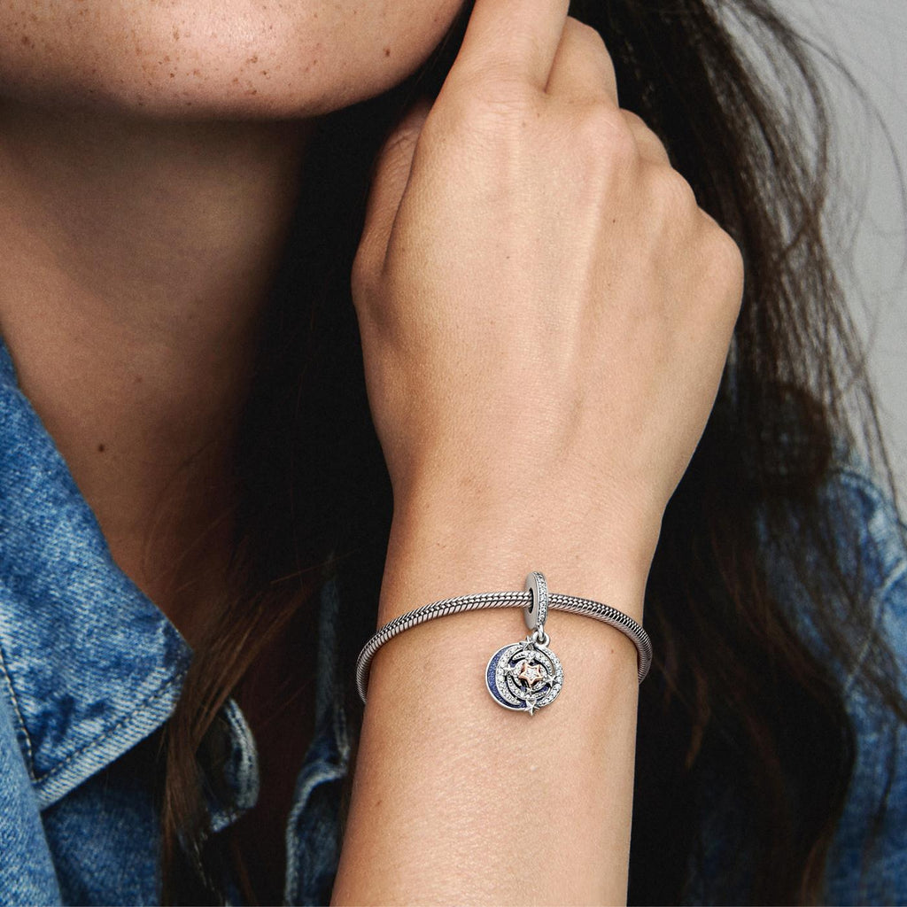 Pandora Two-tone Shooting Star Double Dangle Charm Pandora