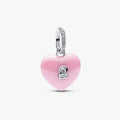 Pink Ceramic Heart Padlock Dangle Charm WRIST SWEDEN