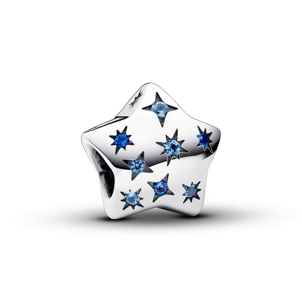 Pandora Star sterling silver charm with stellar blue and icy blue crystal Pandora