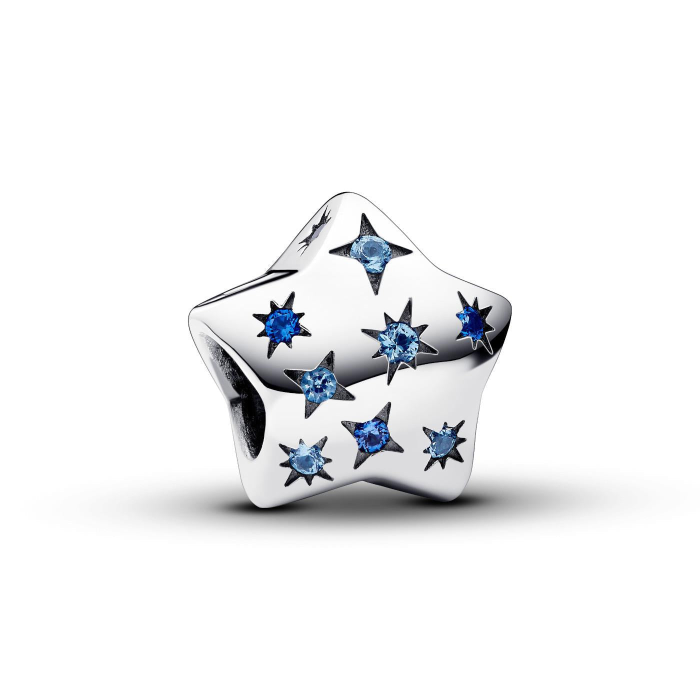 Pandora Star sterling silver charm with stellar blue and icy blue crystal Pandora