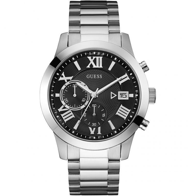 Guess W0668G3 Atlas 44mm Steel Bracelet & Case Quartz Black Dial Men's Watch Guess