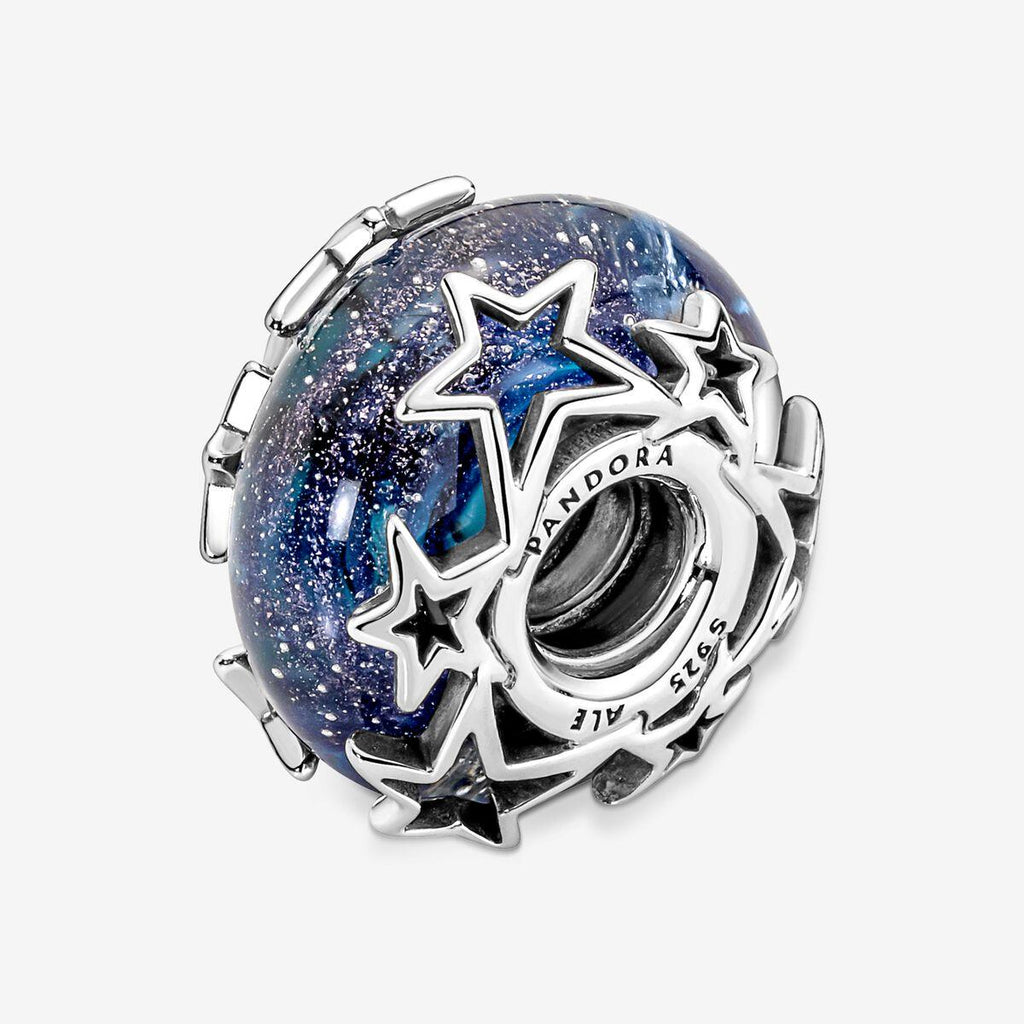 Pandora Galaxy Blue & Star Murano Charm WRIST SWEDEN