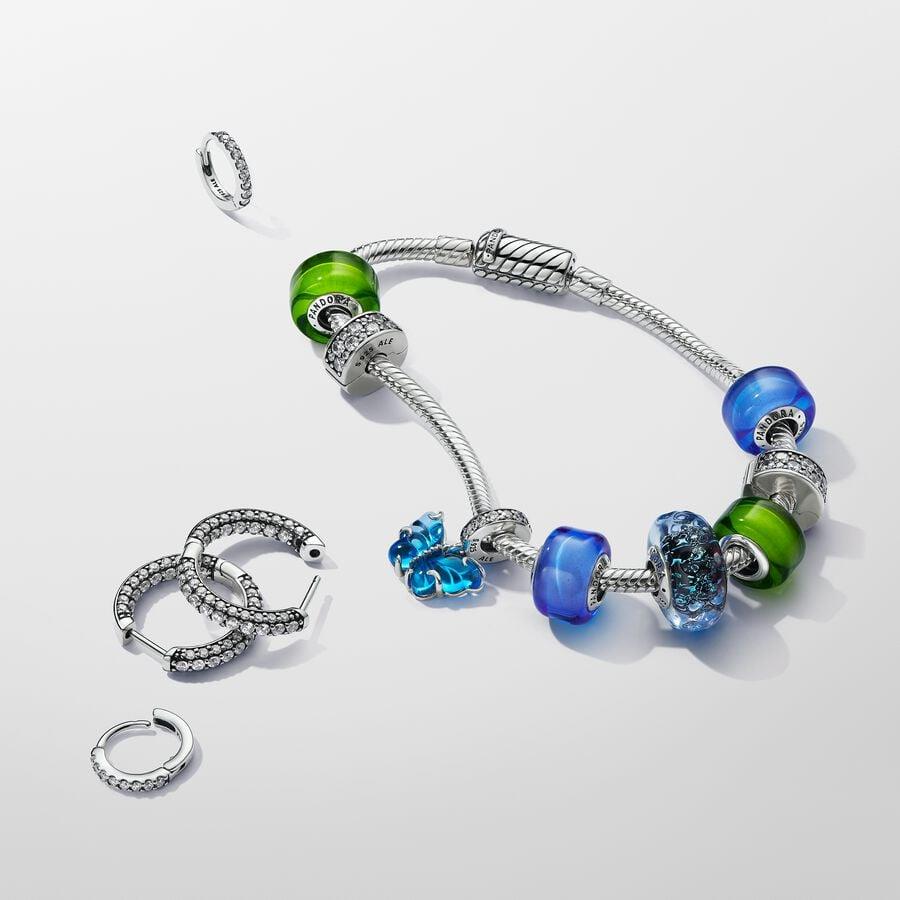 Pandora Blue Murano Glass Butterfly Dangle Charm WRIST SWEDEN