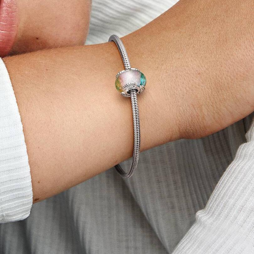 Multicolored Murano Glass and Feather Charm WRIST SWEDEN