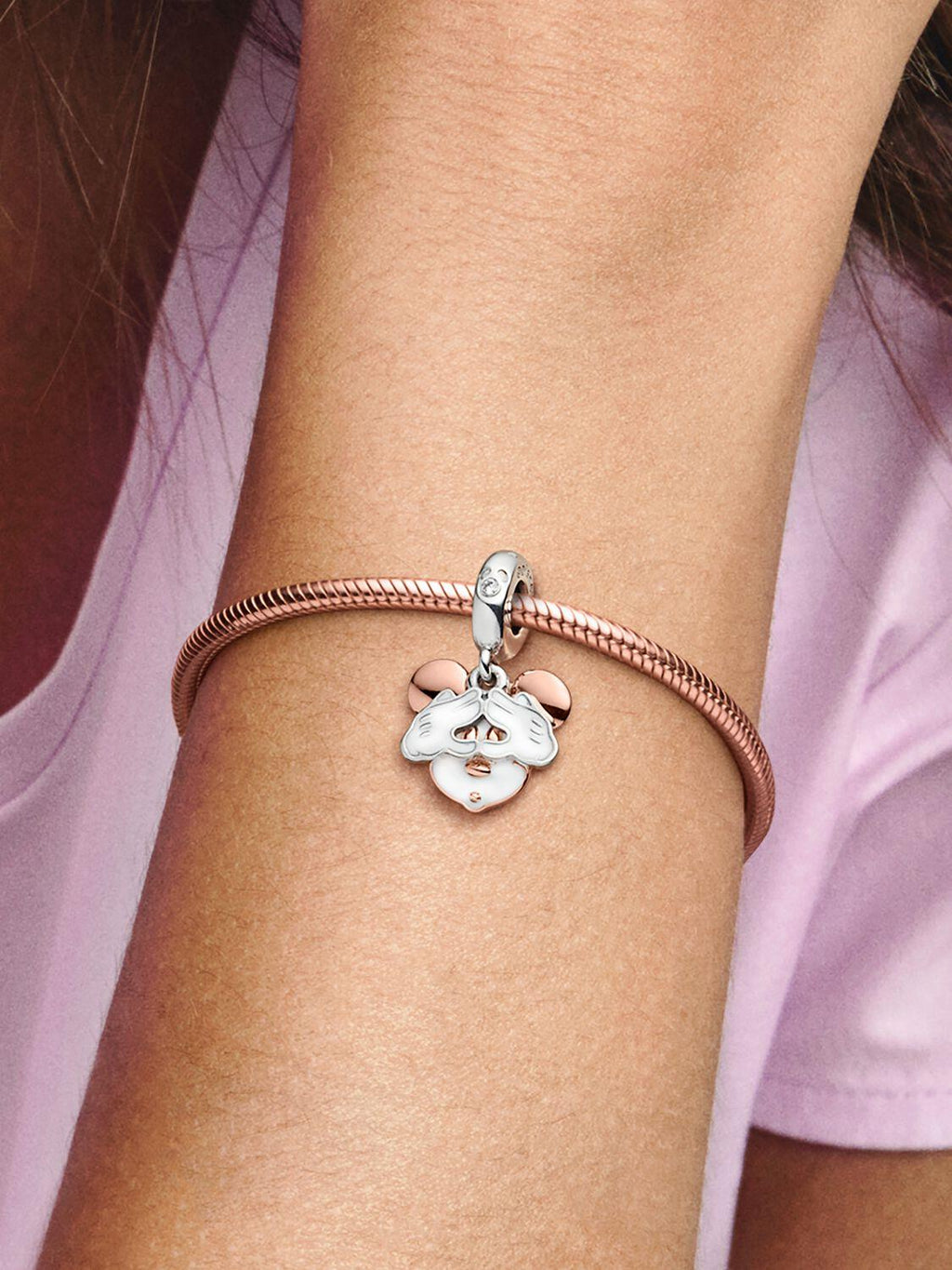 Pandora Disney Micky Maus Doppel-Charm-Anhänger Sterling-Silber, 14 Karat rosévergoldet WRIST SWEDEN