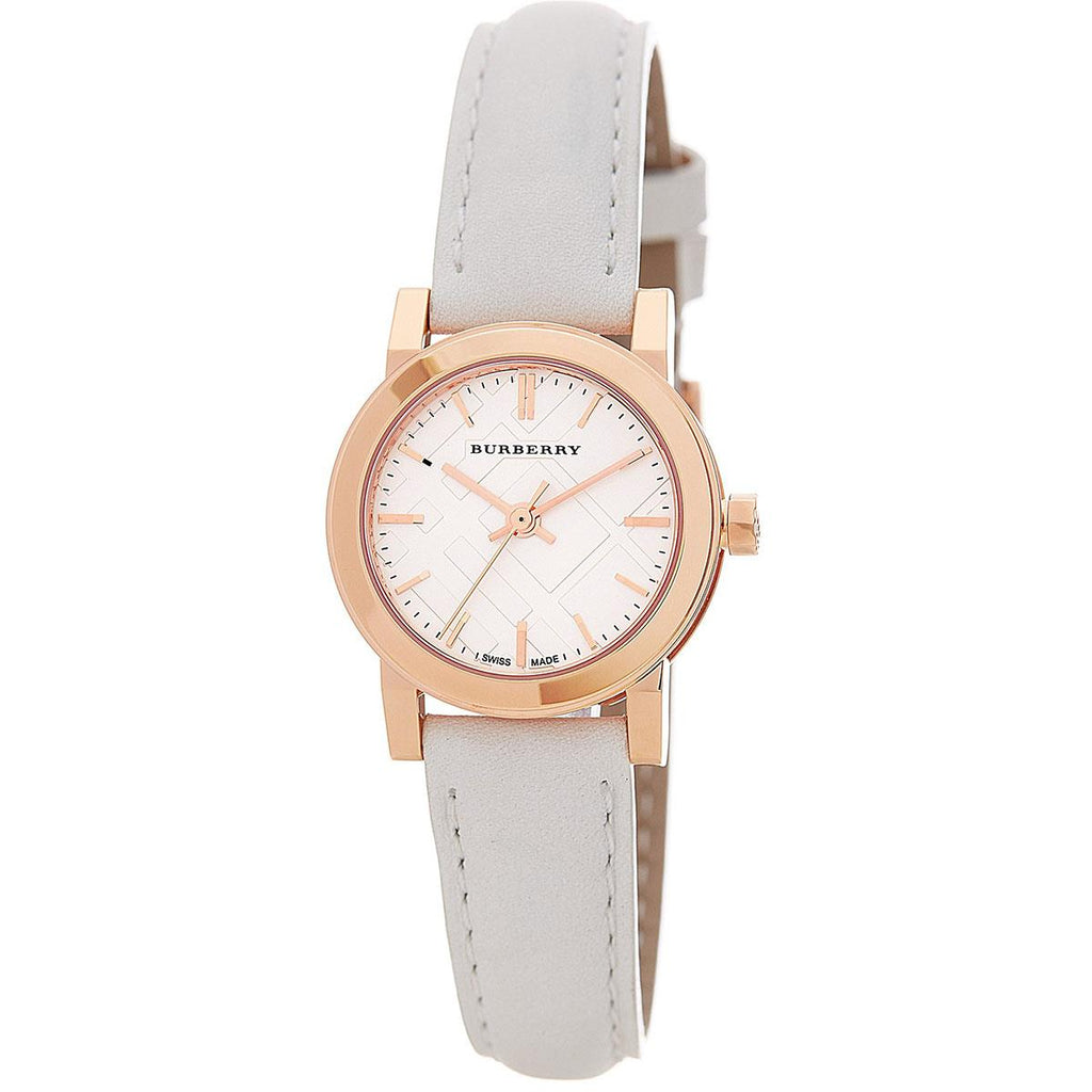 Burberry BU9209 Rose Gold Tone White Leather Women's Watch Burberry