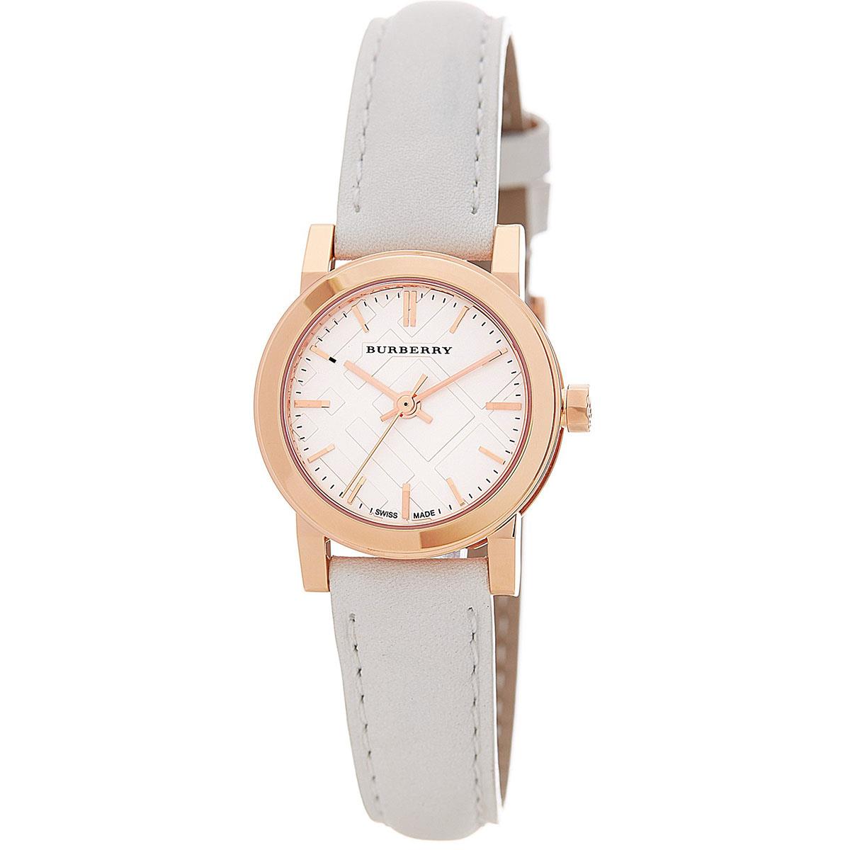 Burberry BU9209 Rose Gold Tone White Leather Women's Watch Burberry