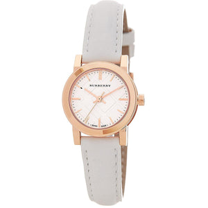 Burberry BU9209 Rose Gold Tone White Leather Women's Watch Burberry