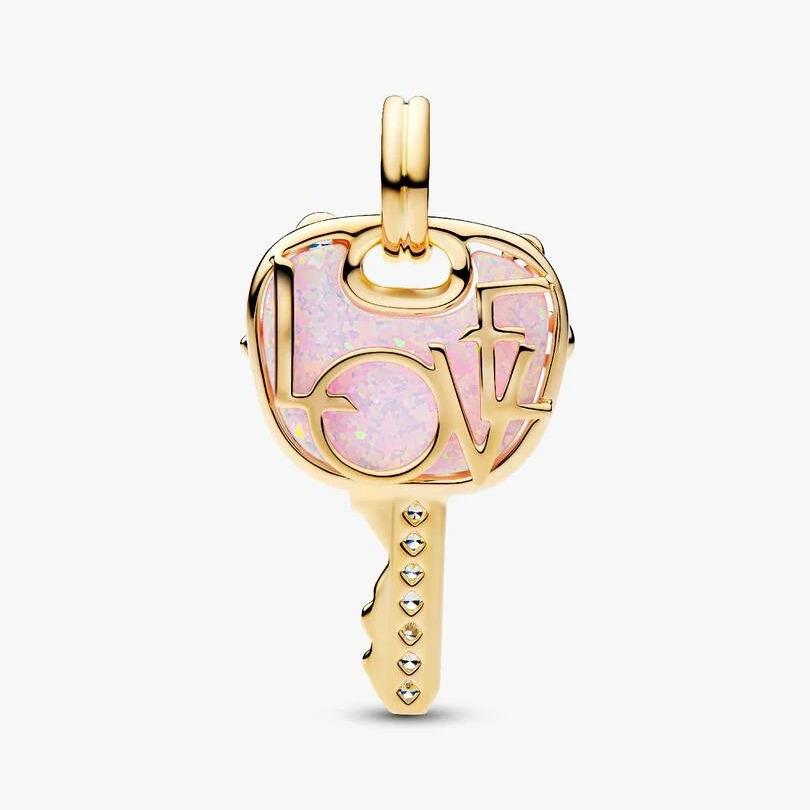 Sparkling Pink Love Key Large Dangle Charm WRIST SWEDEN