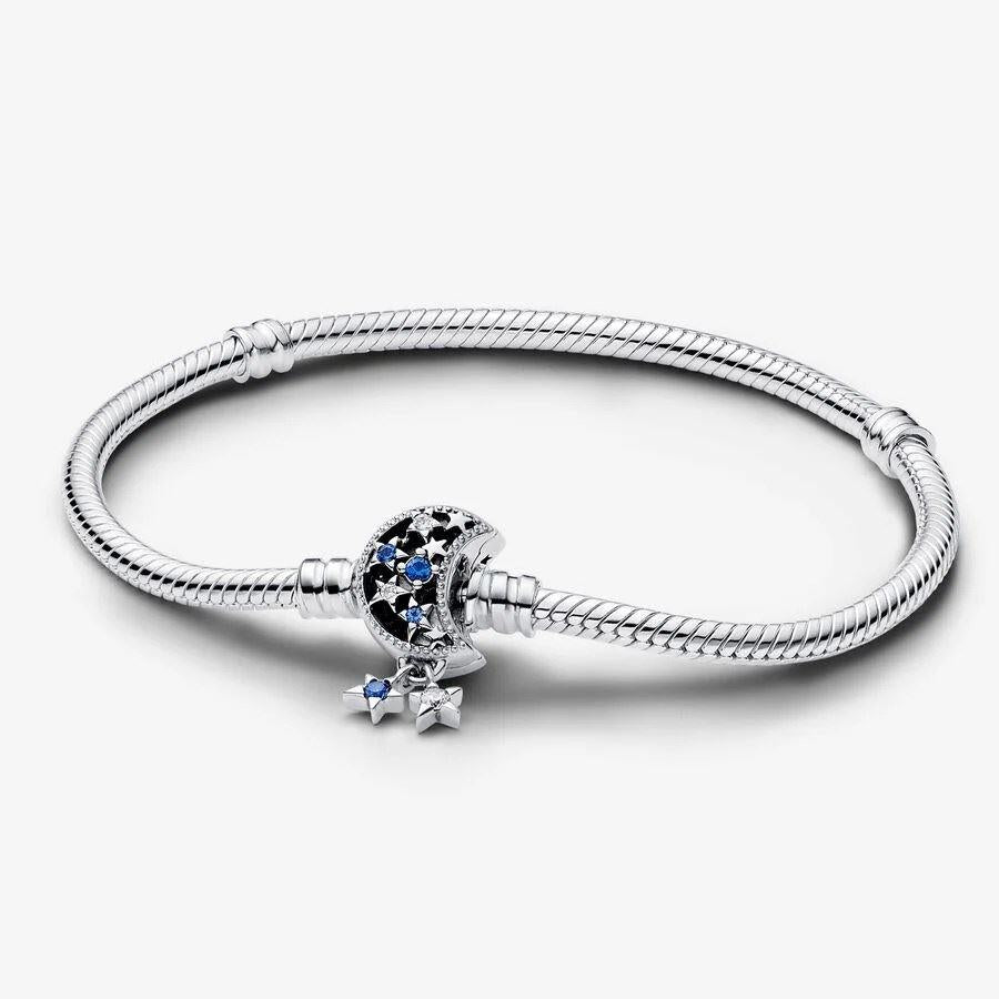 Pandora Moments Sparkling Moon Clasp Snake Chain Bracelet WRIST SWEDEN