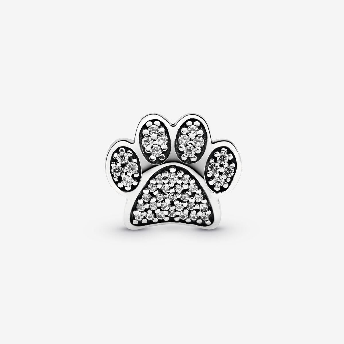 Pandora Paw silver charm with cubic zirconia Pandora
