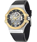 Maserati Potenza Automatic Skeleton Grey Dial Black Leather Strap Watch para homens - R8821108037 WRIST SWEDEN