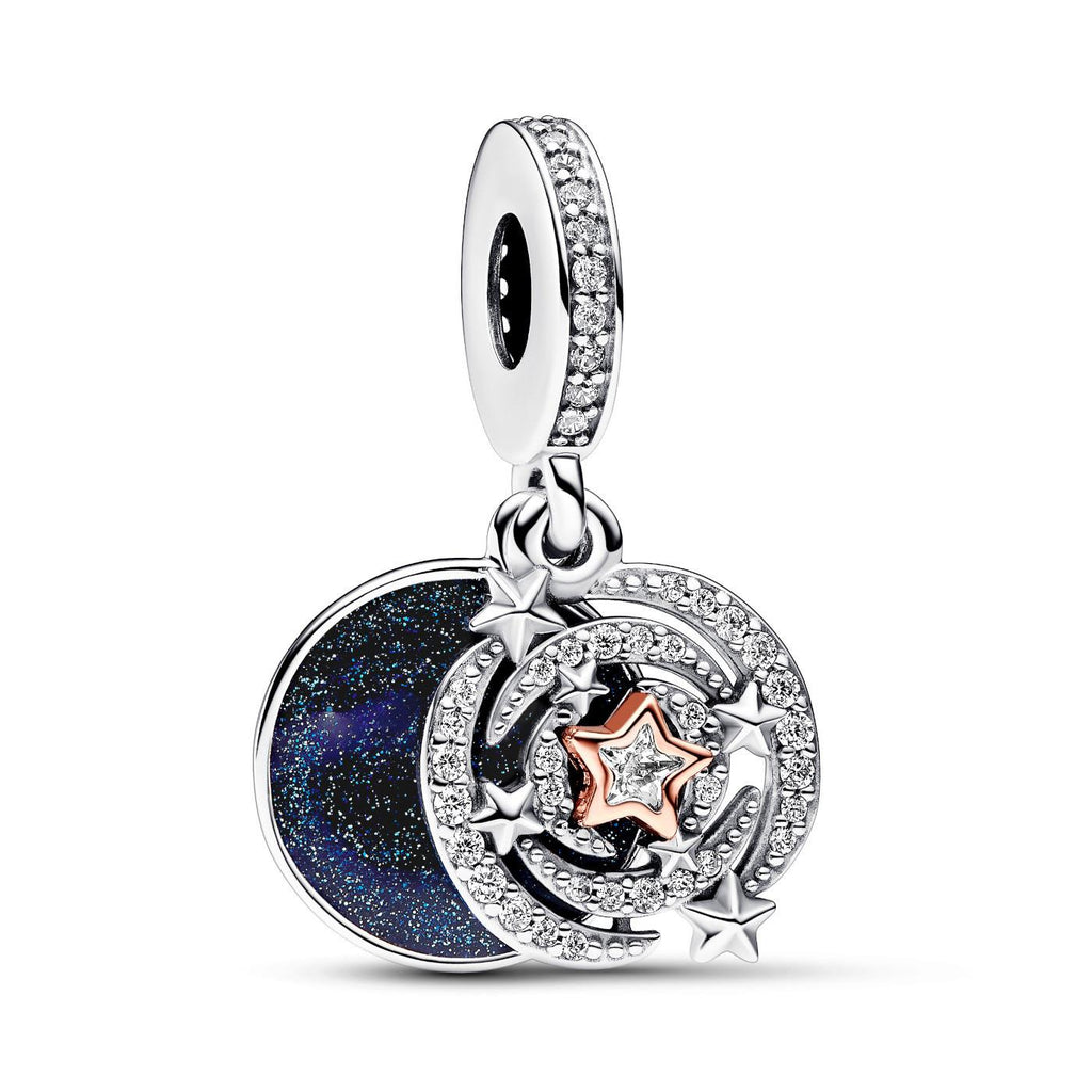 Pandora Two-tone Shooting Star Double Dangle Charm Pandora