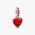 Red Murano Glass Heart Double Dangle Charm WRIST SWEDEN