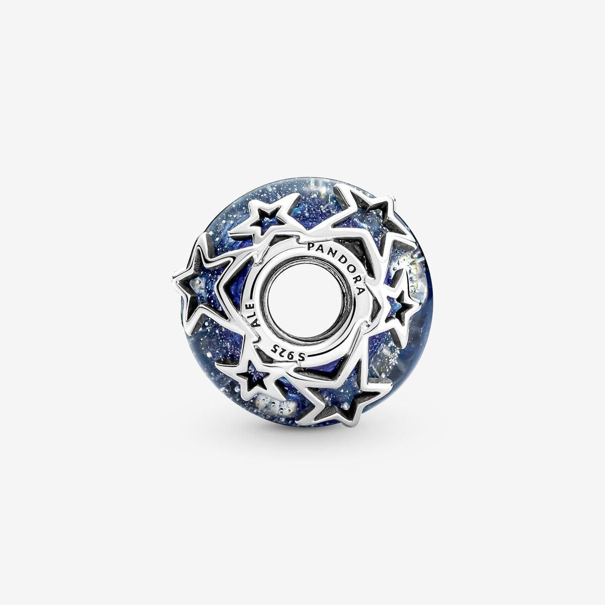 Pandora Galaxy Blue & Star Murano Charm WRIST SWEDEN