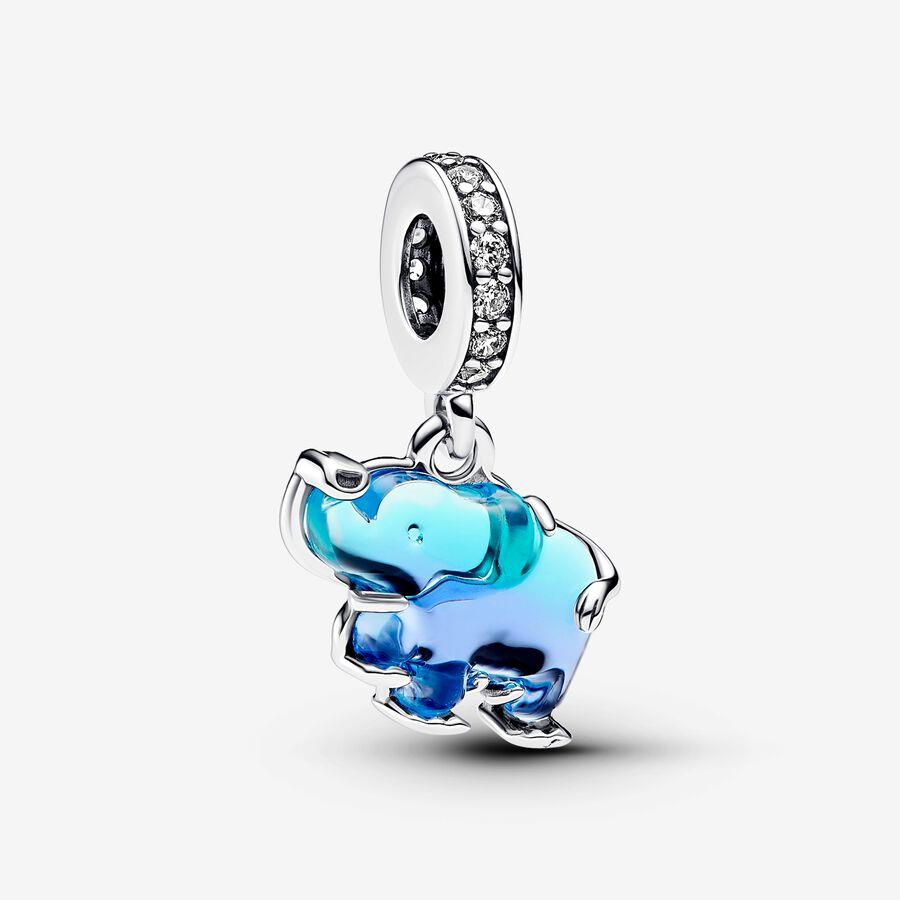 Pandora Blue Murano Glass Elephant Dangle Charm WRIST SWEDEN