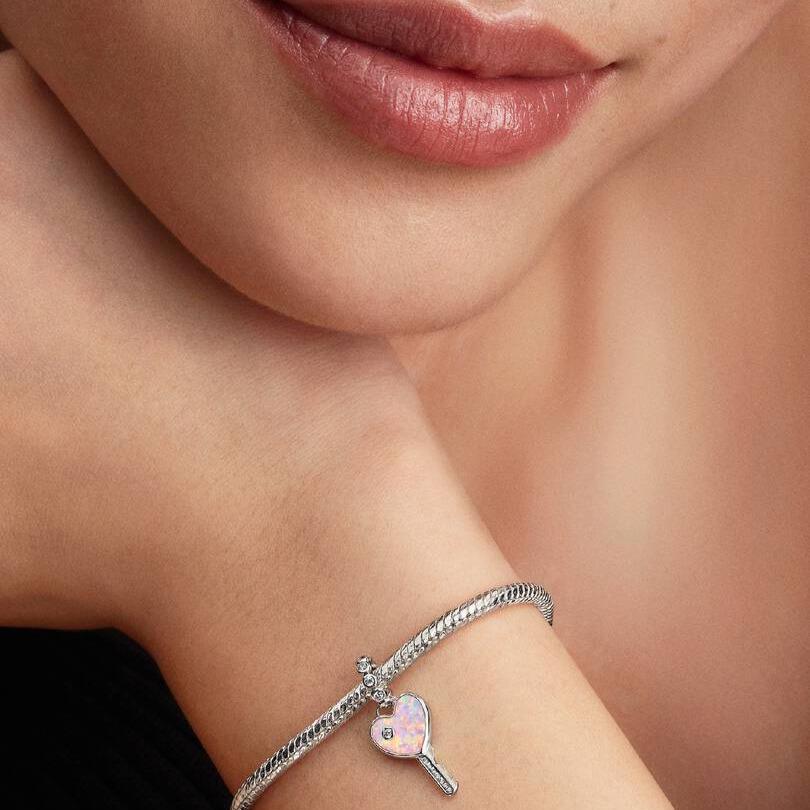 Opalescent Heart Key Dangle Charm WRIST SWEDEN