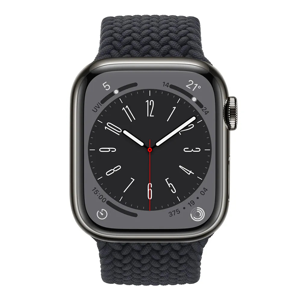 Apple Watch Flätad Sololoop Band - Svart Wrist Sweden