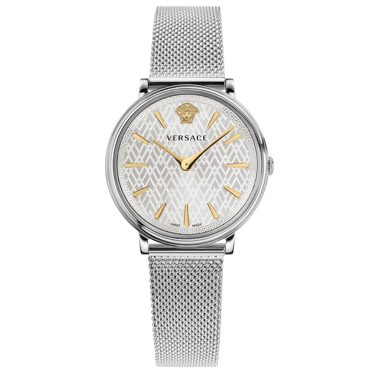 Versace VE8100519 V-Circle Silver Tone 38mm Ladies Watch Versace