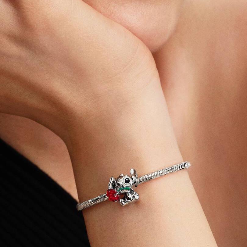 Disney Stitch Rose Murano Glass Charm WRIST SWEDEN