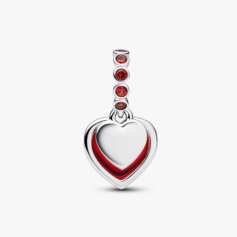 Red Murano Glass Heart Double Dangle Charm WRIST SWEDEN