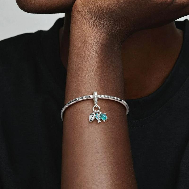 Pandora Fish, Sea Turtle & Conch Triple Dangle Charm WRIST SWEDEN