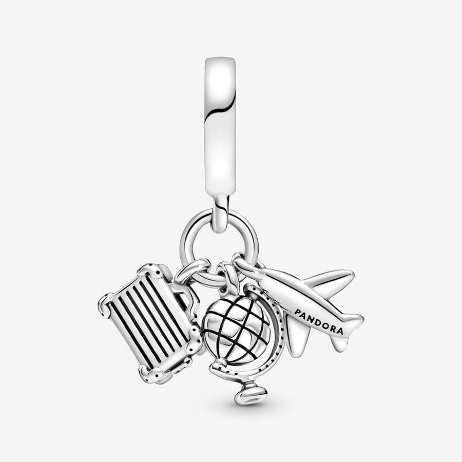 Pandora Airplane, Globe & Suitcase Dangle Charm WRIST SWEDEN