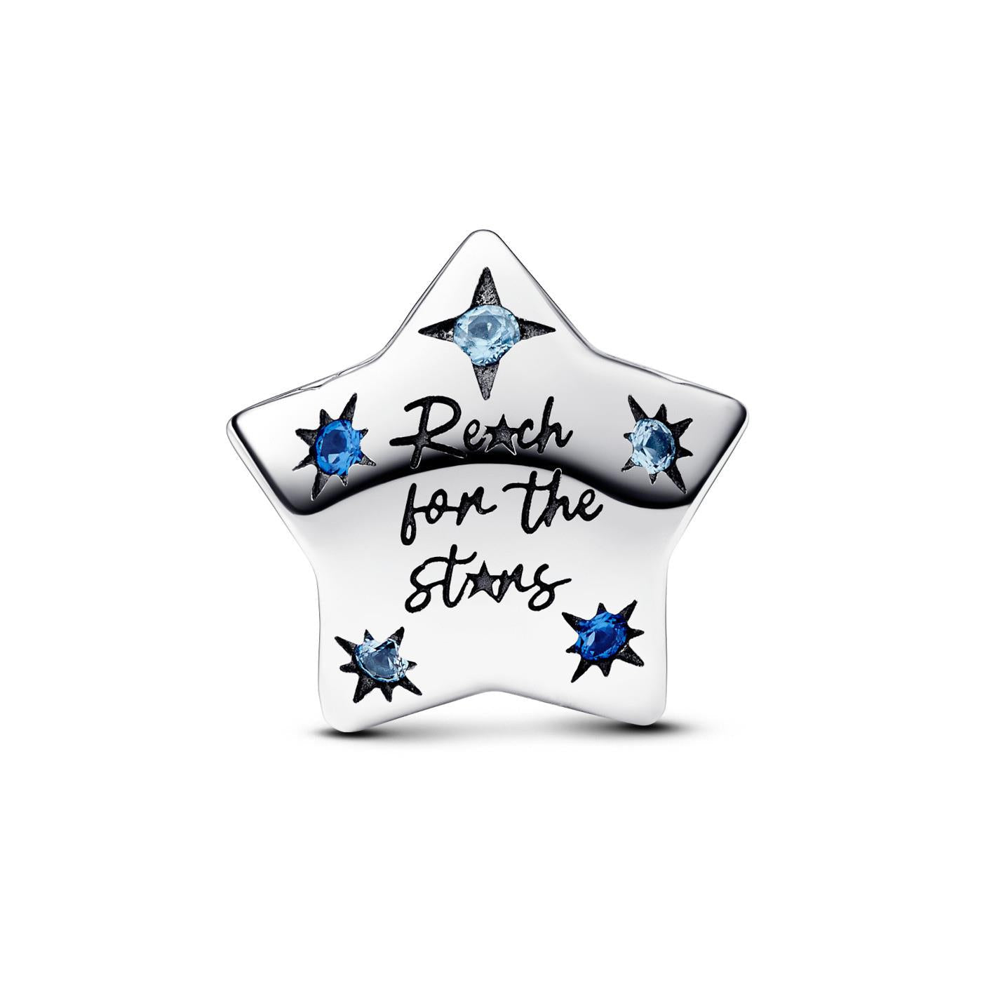 Pandora Star sterling silver charm with stellar blue and icy blue crystal Pandora